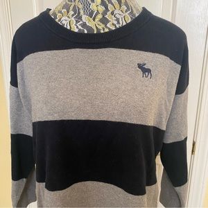 Abercrombie And Fitch Bow Back Gray Navy Stripe Sweater Cropped Large